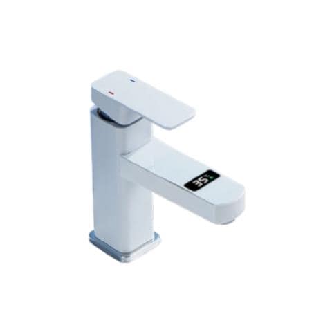 Rubinetto per lavabo da bagno, Blackswan, tipo M211, modello bianco, con display LCD, dimensioni 17,5 cm - Foto 1