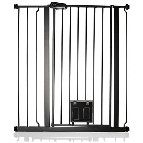 Bettacare Cancelletto Per Animali Con Gattaiola Bloccabile, 87.9cm - 95.5cm, Nero, Altezza Di 104cm - Foto 1
