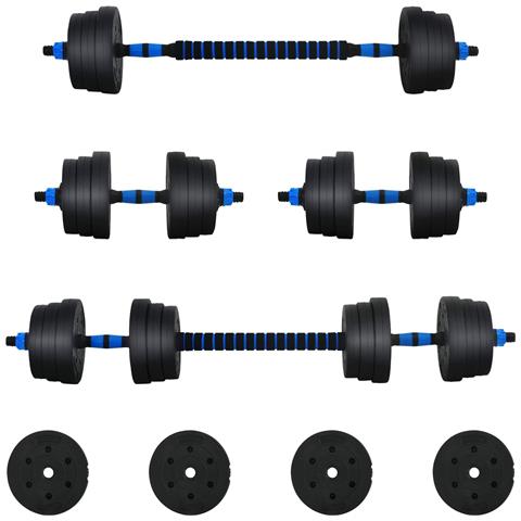 Set di Manubri 2-in-1 30kg Nero e Blu Cemento e sabbia di ferro - Foto 1