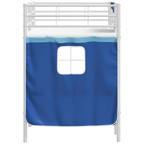 Struttura del Letto Loft per Bambini con Tendine Bianco e Blu - Foto 9