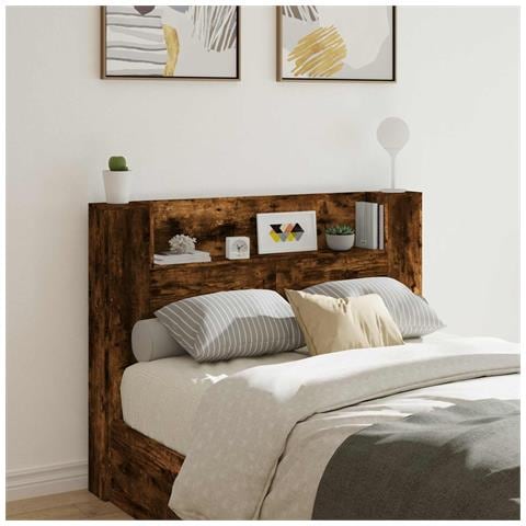 Testata con Mobile e LED Quercia Affumicata Legno multistrato - Foto 2