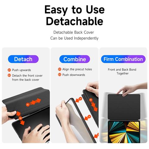 Cover per iPad Pro 12.9 (2022) - TPU+PC+Pelle /PU, Nero, Antiurto - Foto 4