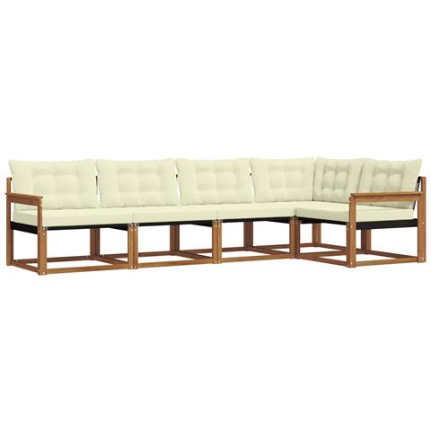 Set di divani da esterno con cuscino 5 pcs Naturale e Crema - Foto 1