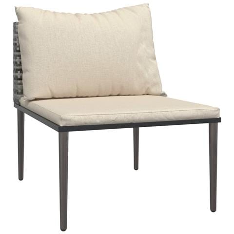 Divano Centrale da Giardino con Cuscini in Polyrattan Grigio - Foto 1