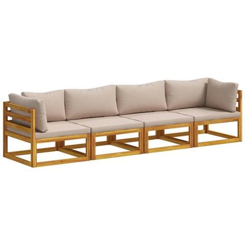 Set di divani 4 pz Naturale Legno di Acacia Massello - Foto 1