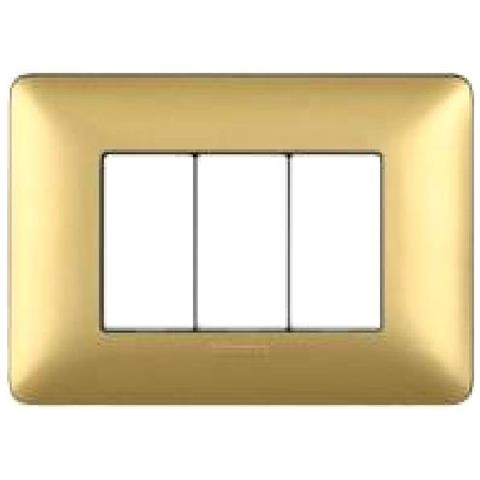 Placca 3 Posti Matix, Tecnopolimero, 120xh. 84 Mm Gold - Foto 2