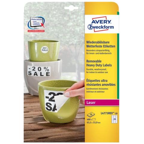 Etichette Adesive in Poliestere 63.5 x 33.9 mm 480 pezzi Colore Bianco - Foto 2