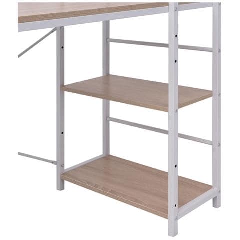 Scrivania con Libreria a 4 Livelli Rovere - Foto 2