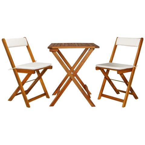 Set Da Bistrò Con Cuscini 7 Pz In Legno Massello Di Acacia - Foto 1