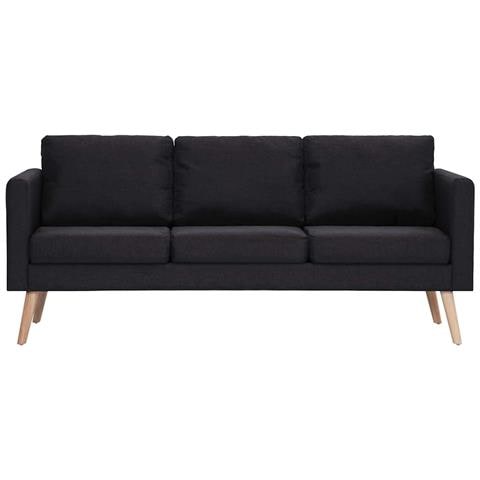 Divano A 3 Posti In Tessuto Nero - Foto 2