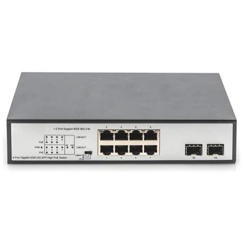 8 Port Gigabit Poe Sw. 2xuplink 8xrj45 (6xpoe) +2sfp 802.3af / At / Bt - Foto 2