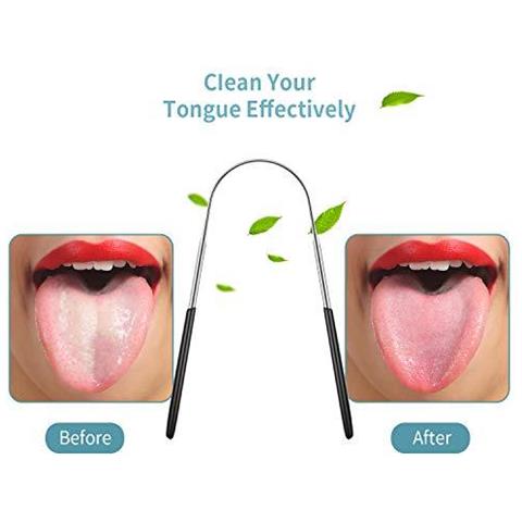 4 Pezzi A Linguetta Di Pulizia Dellacciaio Inossidabile Della Linguetta Raschietti Orale Spazzole Tongue (u E Forma Diritta)  - Foto 4