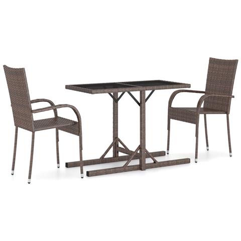 Set Mobili Da Pranzo Per Giardino 3 Pz Marrone - Foto 1