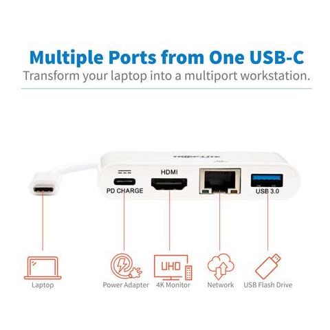 Tripp Lite U444-06N-H4GU-C cavo e adattatore video USB C USB C + USB A + HDMI Bianco - Foto 2
