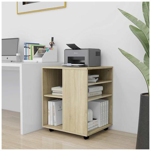 Mobiletto con Ruote Rovere Sonoma 60x53x72 cm Legno Multistrato - Foto 9