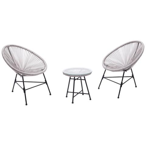 Acapulco Set Di 2 Poltrone A Forma Di Uovo + Tavolino Grigio Chiaro - Foto 8