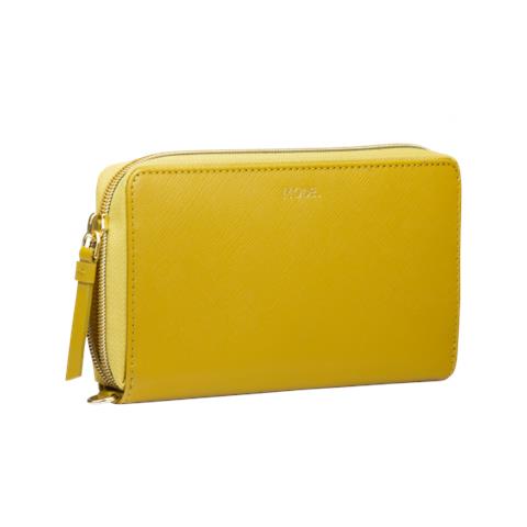 La Purse Portafoglio In Pelle 19x10 Cm Chiusura Con Cerniera Senape - Foto 2
