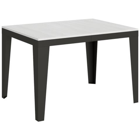 Tavolo Allungabile 90x120/224 Cm Flame Evolution Telaio Antracite - Bianco Frassino - Foto 1