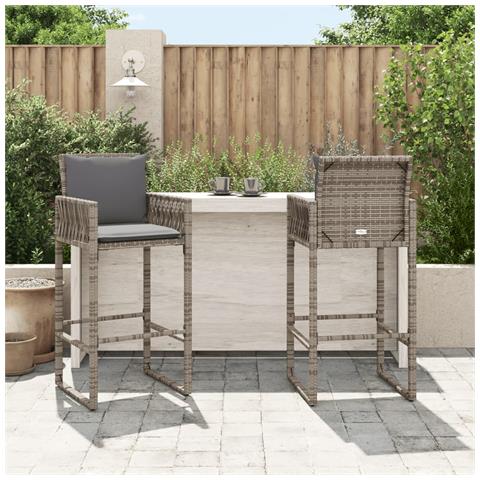 Sgabelli Da Bar Da Giardino 2 Pz In Polyrattan Grigi - Foto 3