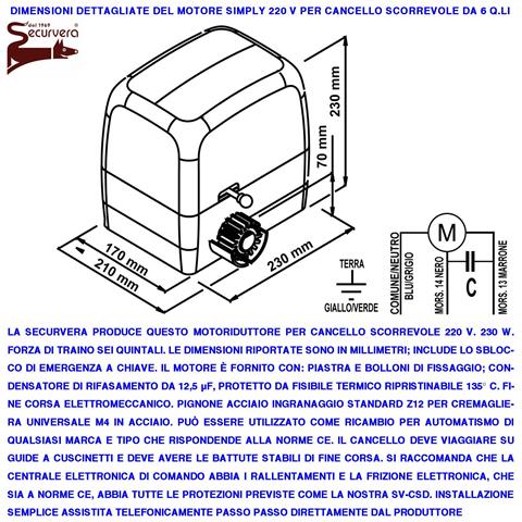 Motore 220 V 230 W Cancello Scorrevole 6 Quintali Ricambio Compatibile Con Accessori Standard Di Qualsiasi Marca E Tip - Foto 2