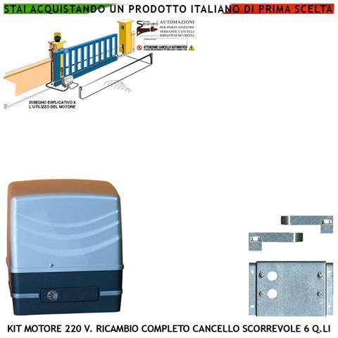 Motore 220 V 230 W Cancello Scorrevole 6 Quintali Ricambio Compatibile Con Accessori Standard Di Qualsiasi Marca E Tip - Foto 1