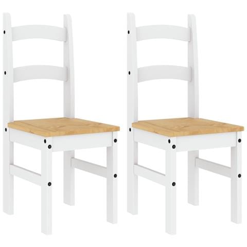 Sedie Da Pranzo 2 Pz Bianche 40x46x99 Cm Legno Massello Di Pino - Foto 2
