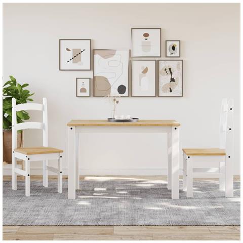 Sedie Da Pranzo 2 Pz Bianche 40x46x99 Cm Legno Massello Di Pino - Foto 3