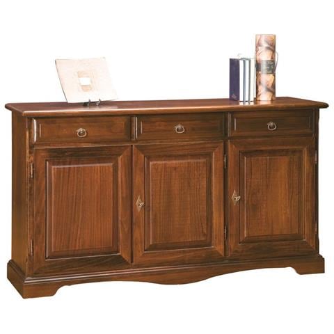 Madia Credenza Arte Povera In Legno Tinta Noce L. 156 P. 42 H. 85 - Foto 1