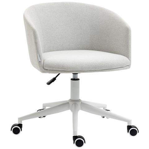 Sedia Da Ufficio Con Altezza Regolabile, Ruote E Seduta Girevole In Tessuto, Grigio Chiaro - Foto 1