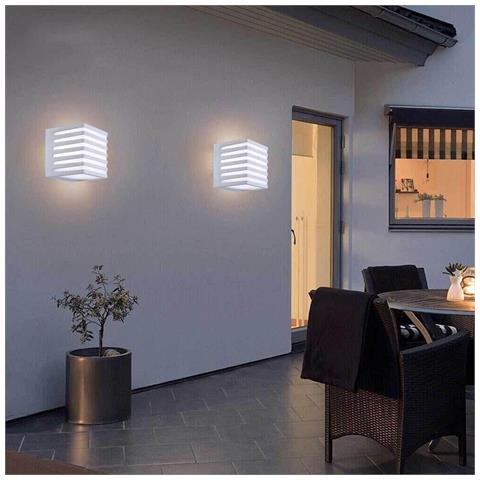 Applique Led Luce Calda Lampada A Parete 10w Interno Esterno Faretto Cubo Bianco - Foto 2