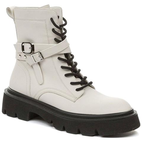 White Casual Closed Booties Stivaletti Pelle Scarpe Donna Bianco Eu 36, 848224/07-03 - Foto 1