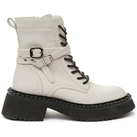 White Casual Closed Booties Stivaletti Pelle Scarpe Donna Bianco Eu 36, 848224/07-03 - Foto 2