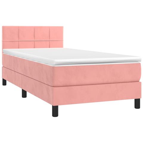 Letto a Molle con Materasso e LED Rosa 80x200 cm in Velluto - Foto 2