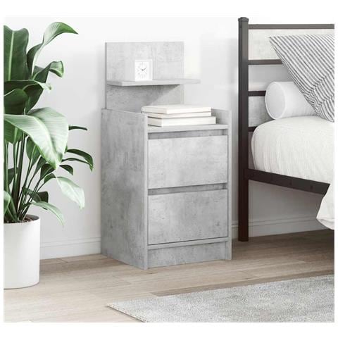 Comodini con 2 Cassetti 2 pz Grigio Cemento 38x34x80 cm - Foto 1