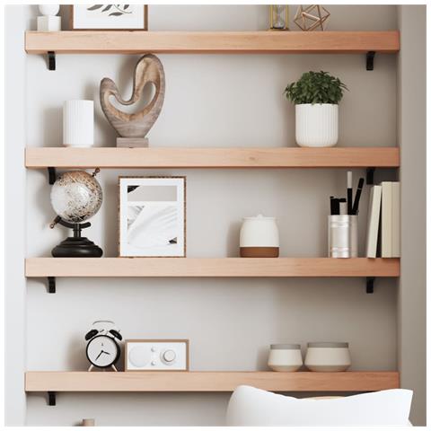 Ripiano A Parete 100x10x6 Cm Legno Massello Rovere Non Trattato - Foto 1