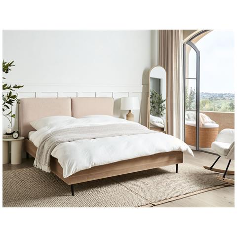 Letto Bouclé Limanton 160 X 200 Cm Beige - Foto 1