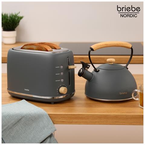 Skt1177gry Nordic Tostapane A Fessura Larga 2 Fette + Bollitore Induzione Con Fischio 2,3 L 870w Grigio - Foto 2