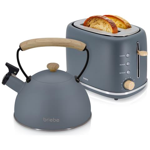Skt1177gry Nordic Tostapane A Fessura Larga 2 Fette + Bollitore Induzione Con Fischio 2,3 L 870w Grigio - Foto 1