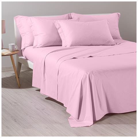 Completo Lenzuola In Cotone Colore Rosa Misura Matrimoniale - Foto 2