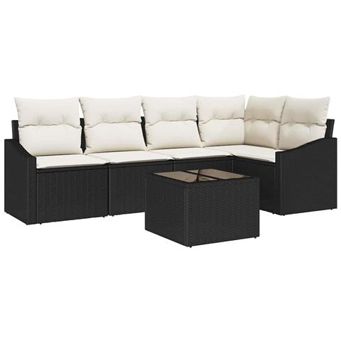 Set Divano Giardino 5 pezzi con Cuscini Marrone Polyrattan - Foto 1