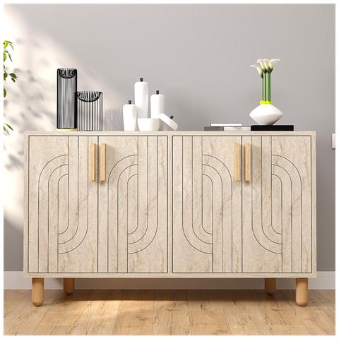 Rody Credenza 4 Ante Con Effetto Travertino Rigato 120x73cm - Foto 1