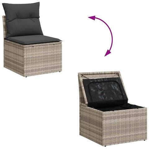 Set Divani da Giardino 7pz con Cuscini Grigio Chiaro Polyrattan - Foto 9