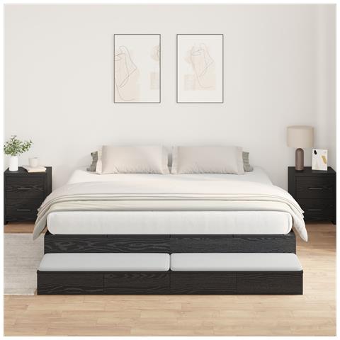 Struttura letto contenitore Nero Rovere 200x200 cm - Foto 2