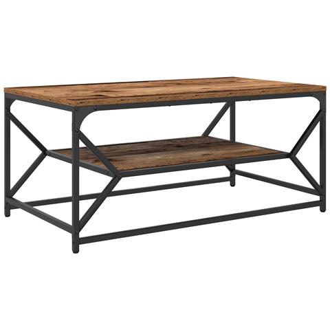 Tavolino da caffè in legno riciclato 90x50x40 cm in legno ingegnerizzato - Foto 1