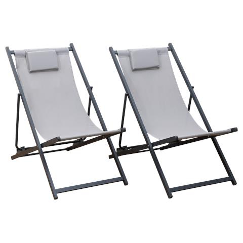 Set Di 2 Poltrone Reclinabili Cyprus - Struttura In Textilene Grigio /carbone - Foto 1