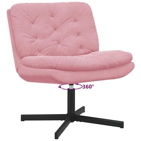 Poltrona Relax con Base Girevole Rosa 63 x 75 x 76 cm Velluto - Foto 9