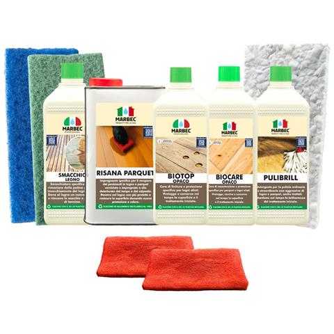 Marbec Kit Restuara Legno Verniciato Opaco Per Il Restauro Pavimenti In Legno Verniciato Opaco Per Rigenerare Parquet Usurati, Ravvivare Il Colore, Eliminare L’ingrigimento E Proteggere - Foto 1