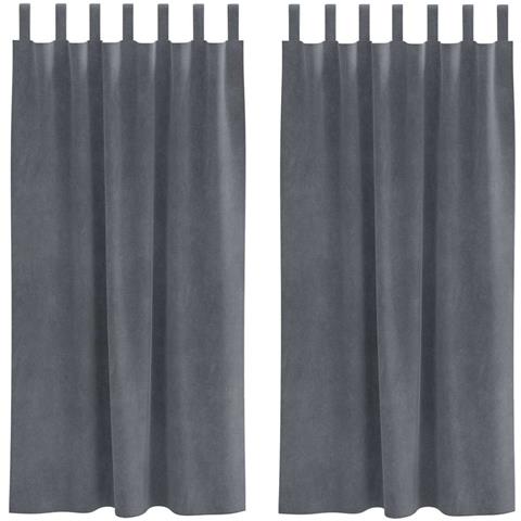 Tende con tende 2 pcs Grigio chiaro 140 x 175 cm Velluto - Foto 1