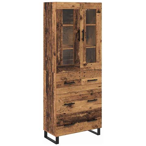 Credenza 2 pcs Legno vecchio Legno Stratificato e Vetro - Foto 1