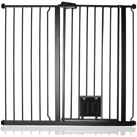 Bettacare Cancelletto Per Animali Con Gattaiola Bloccabile, 107.4cm - 115cm, Nero, Altezza Di 104cm - Foto 1